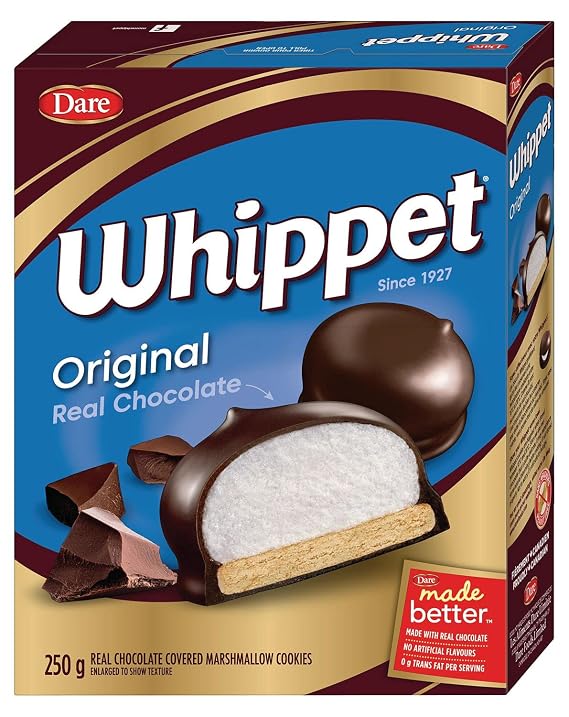 Whippet Original Chocolate Covered Marshmallow Cookies,250g/9oz., Imported from Canada)