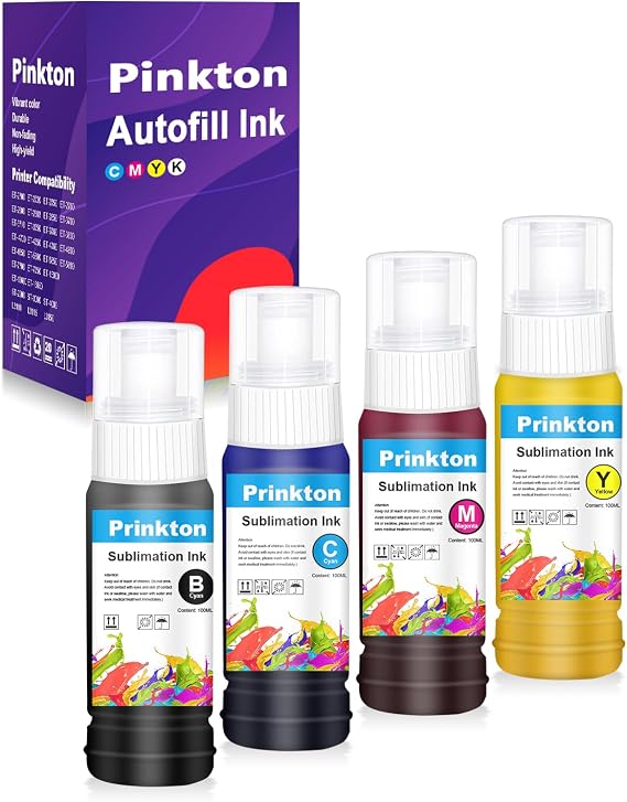 Sublimation Printers Ink Autofill Syringe-Free for EcoTank ET-2800 ET-2803 ET-2400 ET-4800 ET-2850 ET-15000 / DIY Mugs Phone Cases T-Shirts/Anti-UV / 4 Pack