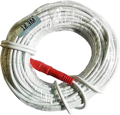 60ft 12V DC Power Extension Cable 2.1mm x 5.5mm Plug 12V DC Power Extension Cords Compatible with 12V Power Adaper for Home CCTV Security Camera IP Camera DVR NVR 18.3M White