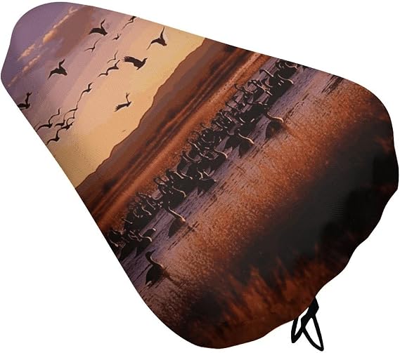 Bosque Del Apache Bike Seat Cushion Cover Soft Padded Bike Seat Cover for Men Women Comfort, Waterproof Road Bikes Saddle Covers with Drawstring Replacement Exercise Seats Cushion for Mountain Bikes