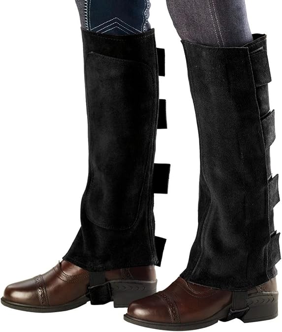 Ovation Women's EZE Tab Suede Half Chaps - Adjustable Equestrian Horseback Riding Protective Gaiters with 4 Hook & Loop Tabs