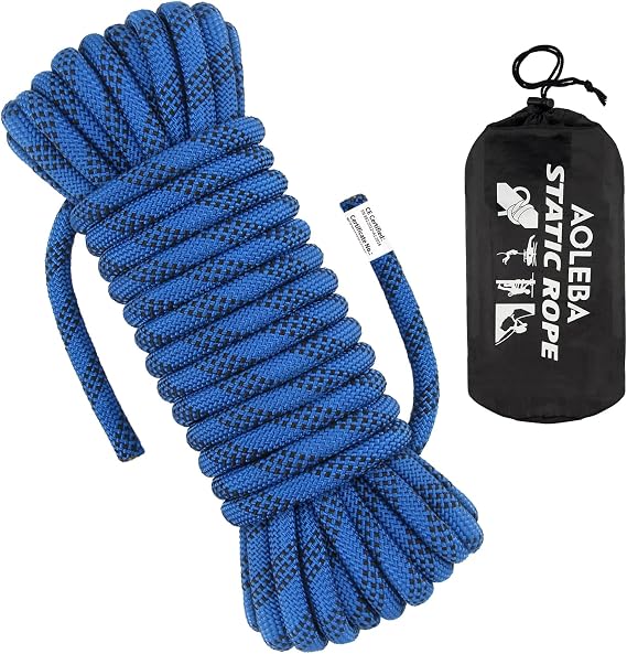 AOLEBA 10.5 mm Static Climbing Rope 10M(32ft) 20M(64ft) 30M(96ft) 50M(160ft) 70M(230ft) Outdoor Rock Climbing Ropes, Escape Rope Ice Climbing Equipment Fire Rescue Parachute Rope