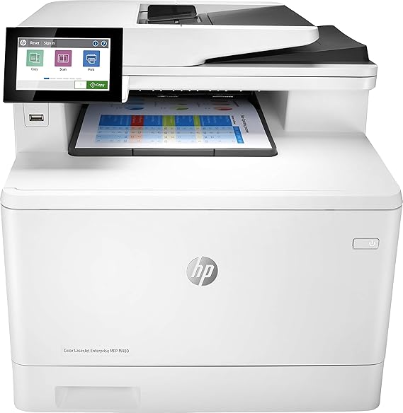 HP LaserJet Enterprise M480f Multifunction Colour Laser Printer (Printer Scanner Copier Fax LAN Duplex) White