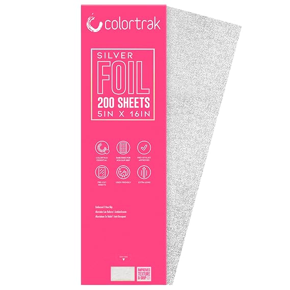 Colortrak Embossed Hair Coloring Foil Sheets, 5" x 16", 100 Per Box | Professional Extra Long Pre-Cut Silver Foils, Easy to Grab During Processing, No Separating Tissues Needed