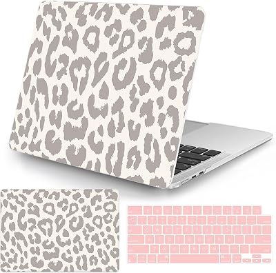 Seorsok Compatible with New MacBook Air 13.6 inch Case with M2 Chip 2022 Release Model A2681,Plastic Hard Shell Cover & Keyboard Cover,Gray Leopard