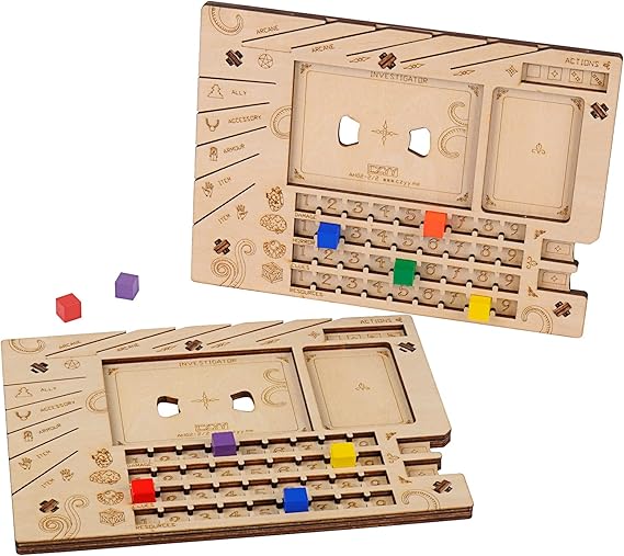 CZYY Investigator Dashboard Set, 2 Wood Player Boards for Card Games