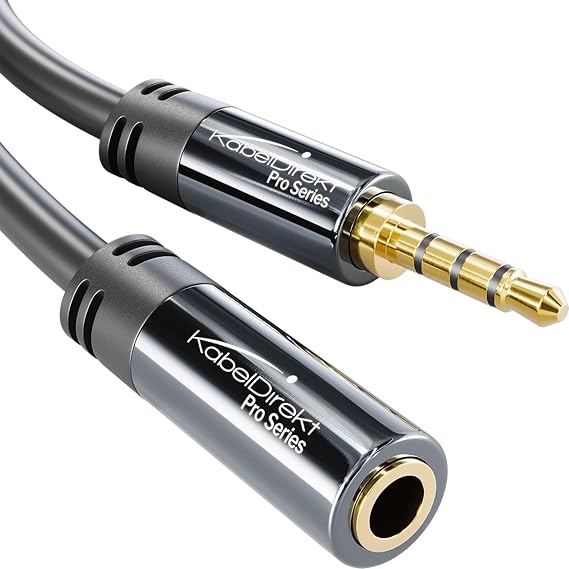 KabelDirekt – Kırılmaz metal gövdeli kulaklık 3,5mm uzatma kablosu – 3m