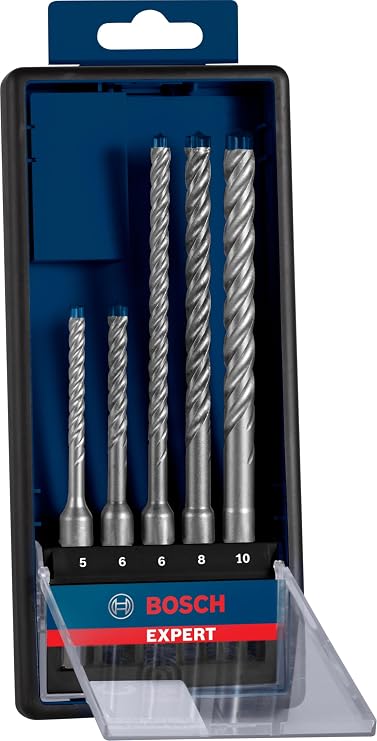 Bosch Professional Accessories 5 pieces Expert SDS plus-7X Crusher Drilling Bits (Soft stone, Hard stone, Concrete, Reinforced concrete, Concrete building block, Ø 5-10 mm, Accessory Crusher Drill)