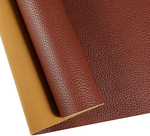 Litchi Texture 72x53.9 Brown Red PU Faux Leather Vinyl Roll - Rolled, No Creases | Waterproof PU Upholstery for Sofa/Chairs/Cushions/Handbags/Decor