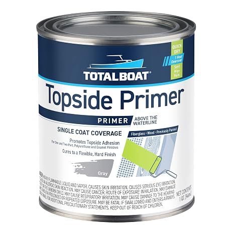 TotalBoat Marine Topside Boat Paint Primer - Gray Quart | For Fiberglass and Wood Boats; Ideal Primer for Polyurethane Topside Paint; Brush, Roll, or Spray; Dries Fast & Easy to Sand