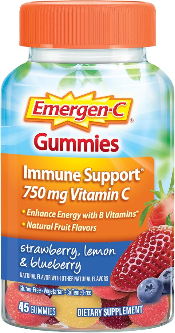 Emergen-C Vitamin C 750mg Immune Support Gummies, Mixed Fruit, 45 Gummies