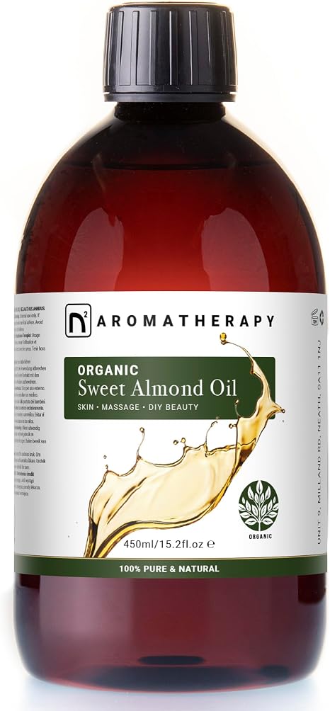 n2 Aromatherapy Süßes Mandelöl BIO 450 ml - für Haar Gesicht Haut Körperpflege Kosmetik Aromatherapie und als Basisöl für Massageöle
