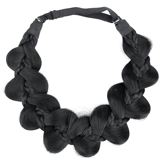 Kinky Synthetic Hair Braided Headband Wide Hairpiece Women Girl Beauty accessory (8-Black)