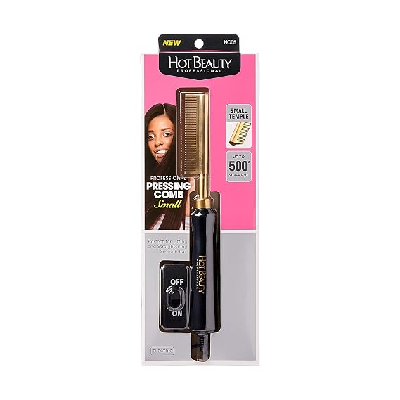 Hot Beauty Professional Electric Pressing Comb, Hot Comb Hair Straightener (Small Size Teeth)