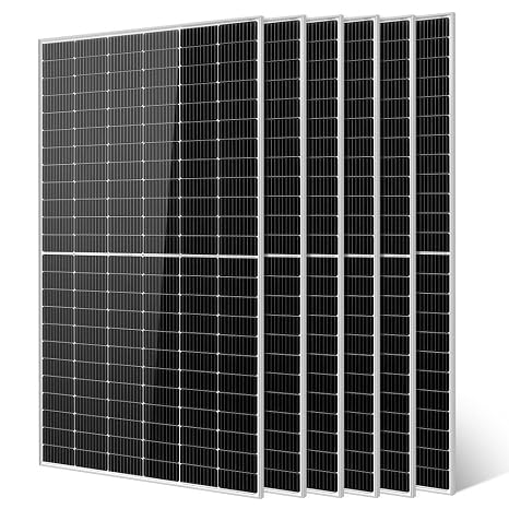 SUNGOLDPOWER 6PCS 550W Solar Panel,UL61730,18BB Monocrystalline Grade A Cell,Rigid,High Efficiency,IP68,Charging 12V/24V/48V Battery on Rooftop,Yard,Marine,on/Off Grid System CEC Listed (Total 3300W)