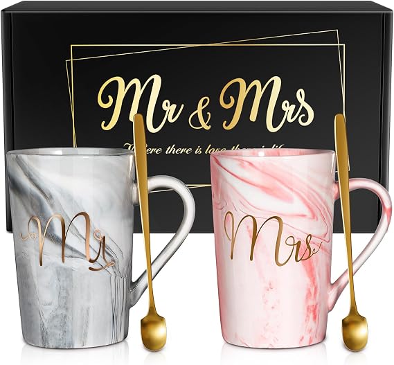 Linkax Wedding Gifts for Couples 2026, Mr and Mrs 13.19 Oz Coffee Mugs