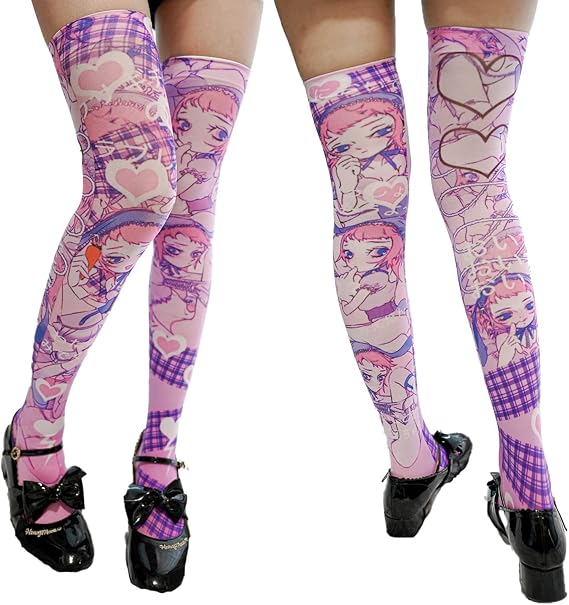 CAT KO Women's Kawaii Thigh High Socks Cute 3D Anime Over the Knee High Stocking for Lolita