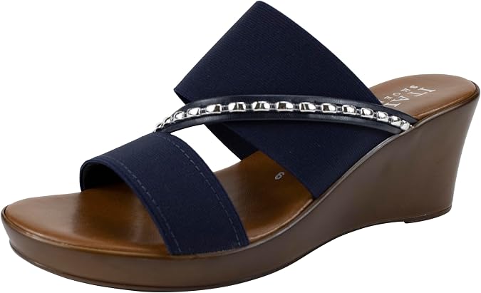 ITALIAN Shoemakers Pert Women's Wedge Open Toe Strap Sandal for Women