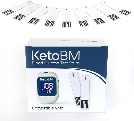 KetoBM Blood Glucose Test Strips for Dual Blood Glucose & Ketone Meter, 100 Count