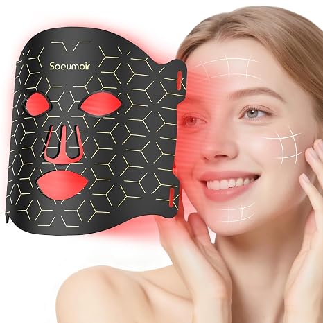 LED Gesichtsmaske mit Rotlichttherapie – 7 Farben LED Lichtmaske – Pflegegerät für alle Hauttypen – Professionelle Hautpflege für Zuhause & Reise
