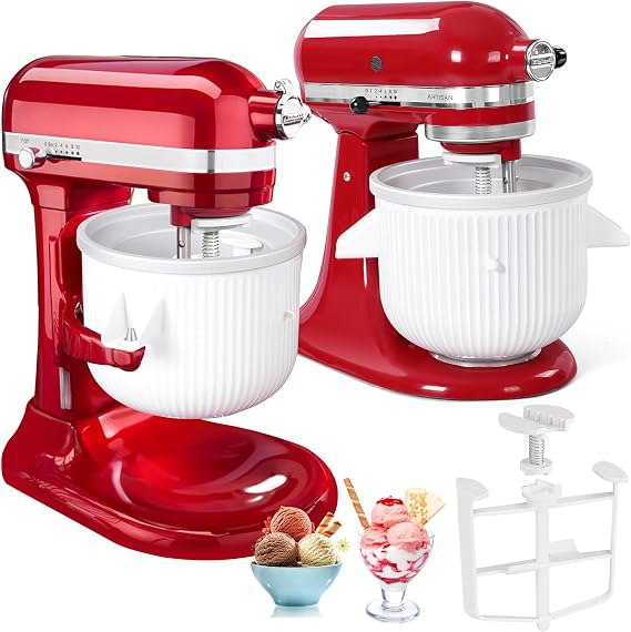 Ice Cream Attachment Compatible with KitchenAid 4.5/5/6/7QT Mixers