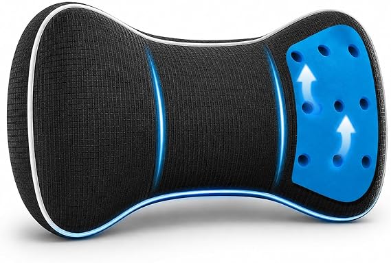 SAMSONITE, Infused-Gel Car Neck Pillow with Airflow Memory Foam, Headrest Support Cushion for Driving, Universal - Fits Any Vehicle, Including SUVs and Trucks, Washable Cover, Black...