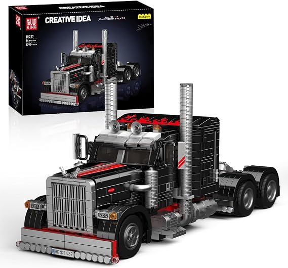 Mould King 10037 Semi Truck Building Set, Flatbed Truck Toy with 10 Wheels, Collectible Car Model to Build and Display, Creative Gift for Adult (1797 Pieces)