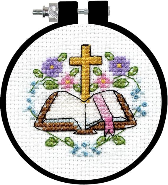 Design Works Crafts Cross & Bible Counted Cross Stitch Kit with Hoop