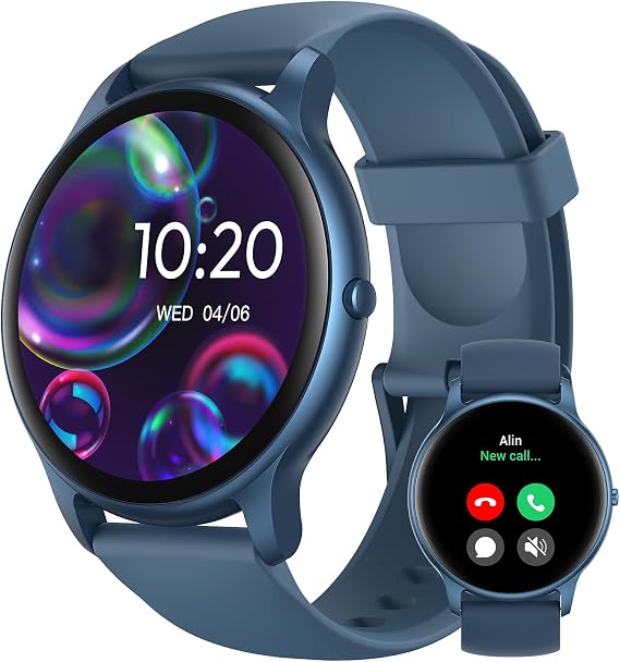 Parsonver Smart Watch for Men Women(Answer/Make Calls), 45mm Fitness Tracker with 100+ Sport Modes, Heart Rate Sleep Monitor, IP68 Waterproof Activity Tracker for Android iOS, Blue