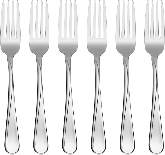Oneida Flatware Flight Dinner Forks 18/0 Silverware Set for 6, (6-Piece)