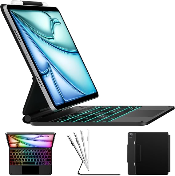 typecase Edge Keyboard Case for iPad Air 11-inch (M3 2025 / M2 2024)& iPad Pro 11 inch (4th/3rd/2nd/1st Gen),Magic Keyboard for Air 5th/4th Gen,Multi-Touch Trackpad, 11 Colors Backlight,Black