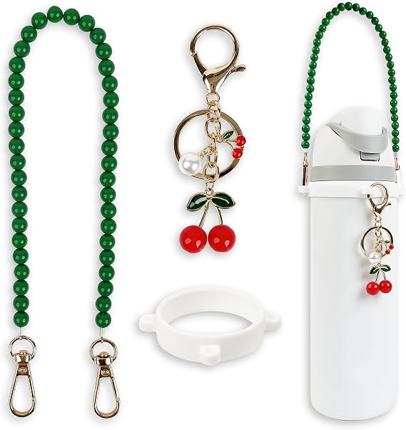 Handle Strap and Cherry Charm Set for Owala Water Bottle 24 oz, 32 oz, 40 oz, Owala Kids, Owala Coffee Tumbler, Owala FreeSip Includes Handle Strap, for Owala Accessories & Stanley Cup Accessories