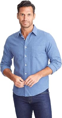 UNTUCKit Sherwood Mid Blue - Untucked Shirt for Men, Long SleeveLarge