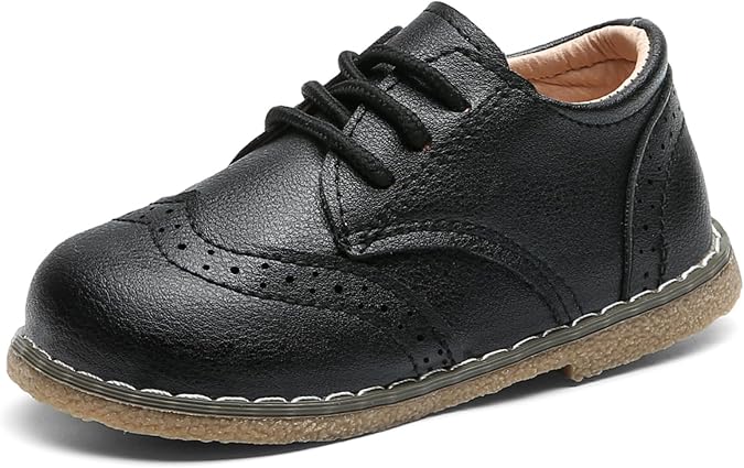 DADAWEN Toddler Boys Girls Dress Shoes Comfort Oxford Shoes Wedding Church Dress Shoes Lace Up School Uniform Loafer Flats (Toddler/Little Kid)