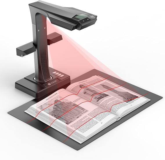 CZUR ET24 Pro Professional Book Scanner 24MP Document Camera 3rd Generation Automatic Flattening & Deskew Tech A3 Document Scanner Supports OCR for Over 180 Languages HDMI Compatible for Windows/MacOS