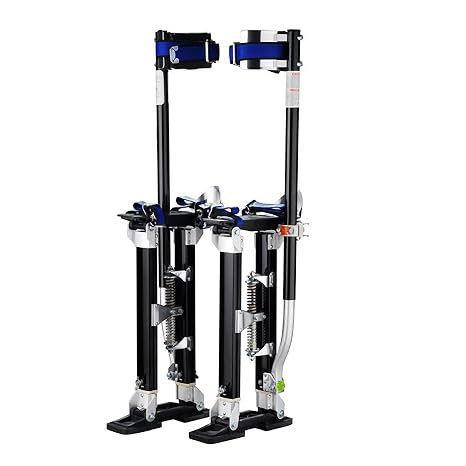 Drywall Stilts 24-40 Inch Adjustable Height Stilts for Adults - Lightweight Aluminum Paint Stilts with Protective Pads Durable Nonslip Work Stilts for Sheetrock or Painting by Pentagon Tools (Black)