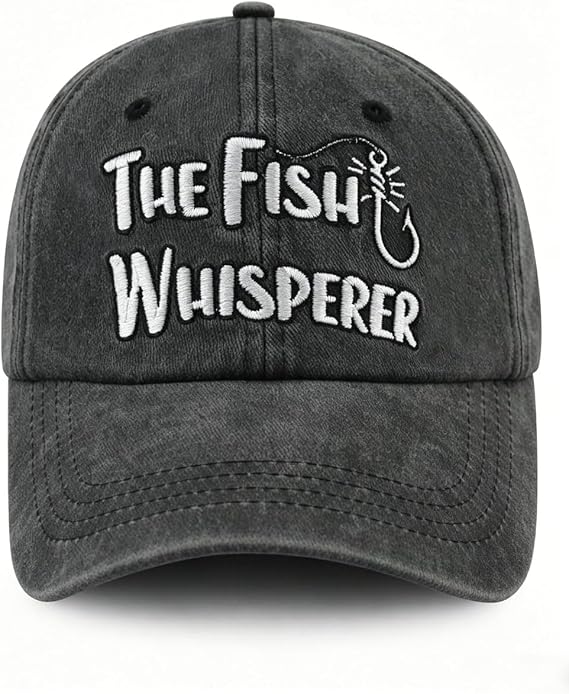 Tbstlumd The Fish Whisperer Hats for Men Women, Funny Adjustable Cotton Embroidered Fishing Baseball Cap