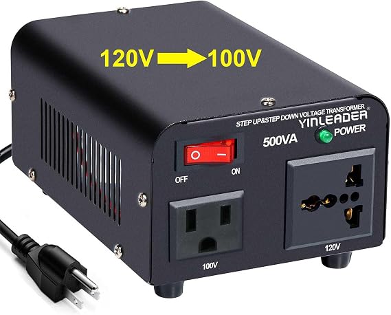 500W US to Japan Voltage Converter 120V to 100V Step Down Transformer