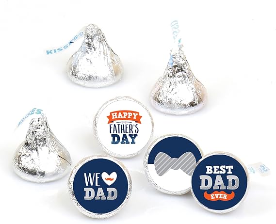 We Love Dad - Father's Day Party Favors - Round Candy Stickers - 108pc