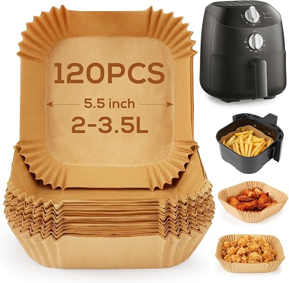 YQL Small Air Fryer Liners 5.5 Inch for Midea/COSORI/Chefman/Daewoo 2L