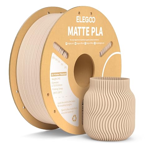 ELEGOO Matte PLA 3D Printer Filament Beige 1KG 1.75mm, Matte Finish