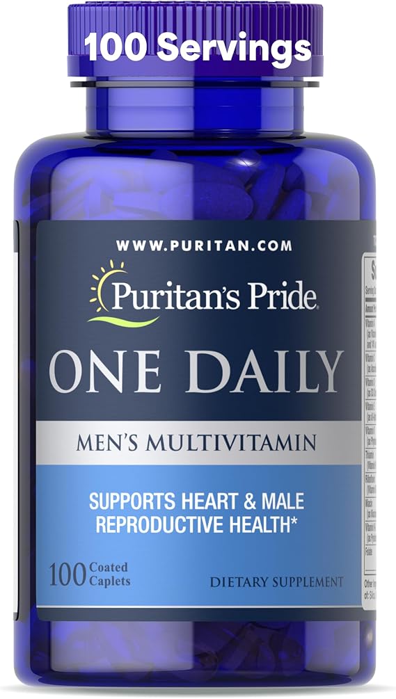 Puritan's Pride One Daily Men's Multivitamin, Dietary Supplement to Support Heart and Male Reproductive Health with Vitamin A, C, D, E, and Zinc, 3 Month Supply, 100 Count*