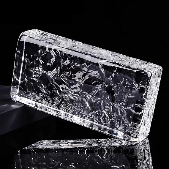 Clear Glass Bricks,Rectangular Solid Double-Sided Crystal Bricks,Sound Insulation Thermal Insulation Glass Blocks for Office Decorative Partition Wall (7.9"x3.9"x2", Clear- D)