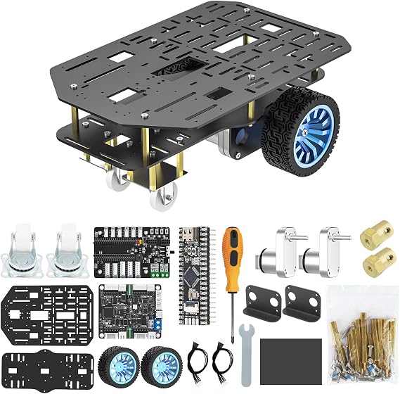 Yahboom Smart Chassis Car 2WD Kit with 520 Encoder Motor,Aluminum Alloy Frame,with Expansion Board Driver,for DIY Educational Robot Car Kit(Unassembled) Without Battery