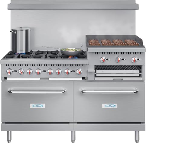 KoolMore 60 in. 6 Burner Commercial Liquid Propane Range with 24 in. Griddle and Broiler (KM-CRGB60-LP)