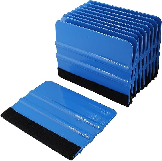 Zorfeter 4 Inch Felt Edge Squeegee, 10 Pcs, Blue