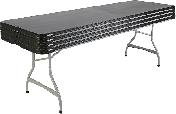 LIFETIME 480462 Commercial Rectangular Folding Table (4 Pack), 8', Black