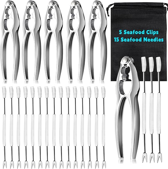 20 Pcs Crab Crackers and Tools, Nut Crackers Seafood Tools | Stainless Steel Dishwasher-safe Heavy-Duty Lobster Crab Leg Claw Shellfish Nut Opener for Home Kitchen Party Use