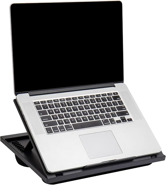 Mind Reader Lap Desk Laptop Stand, Bed Tray, Collapsible, Cushion, Portable, Dorm, Plastic, 14.75"L x 11"W x 7.3"H, Black