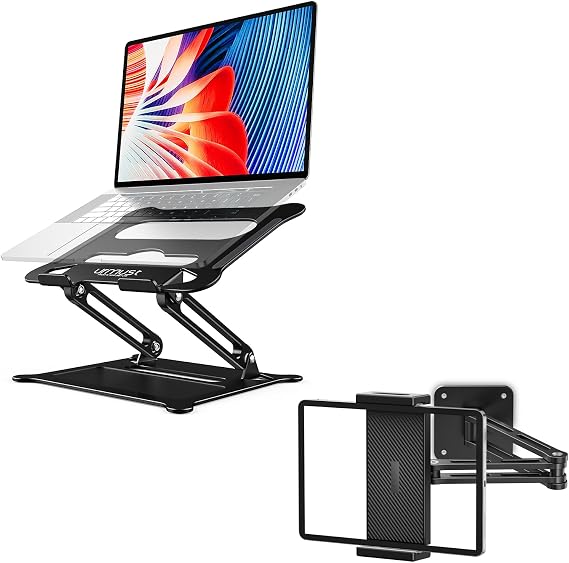 Adjustable Laptop Stand Black +Tablet Wall Mount Holder for iPad